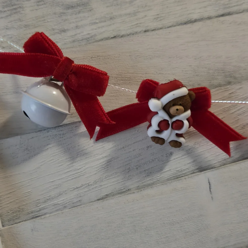 Festive Christmas Bow Mini Garland Teddy Bears Snowman Tree Bells Decor Rustic